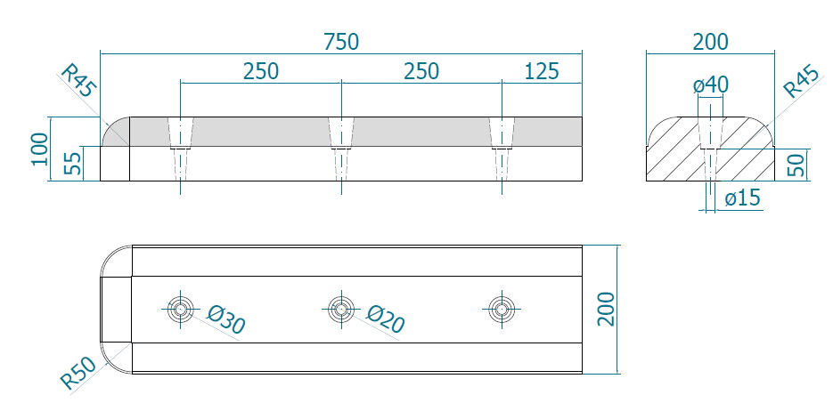 Separador Carril Bici (10x20x10x75)